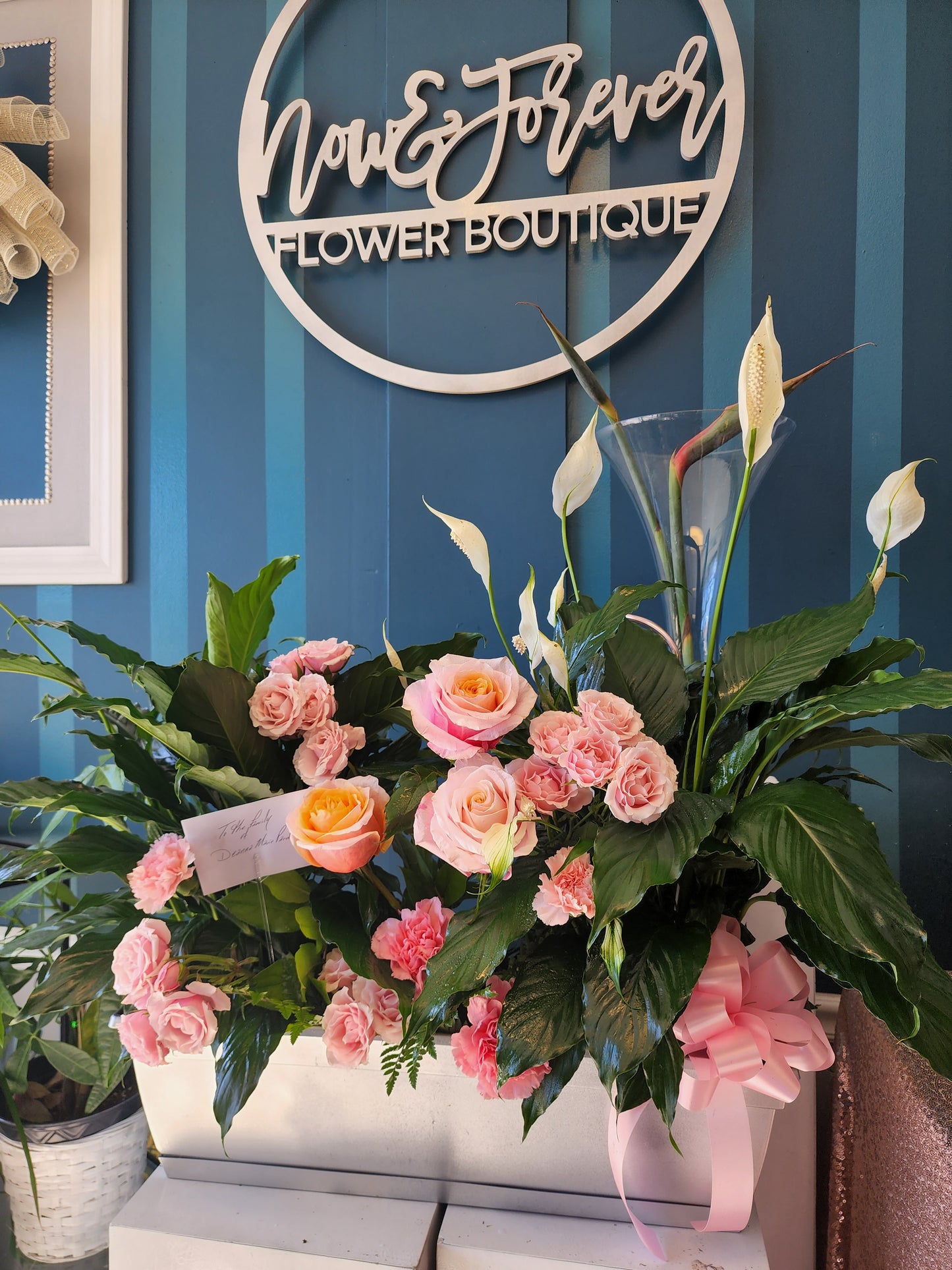Rosey Peace Lily Tray