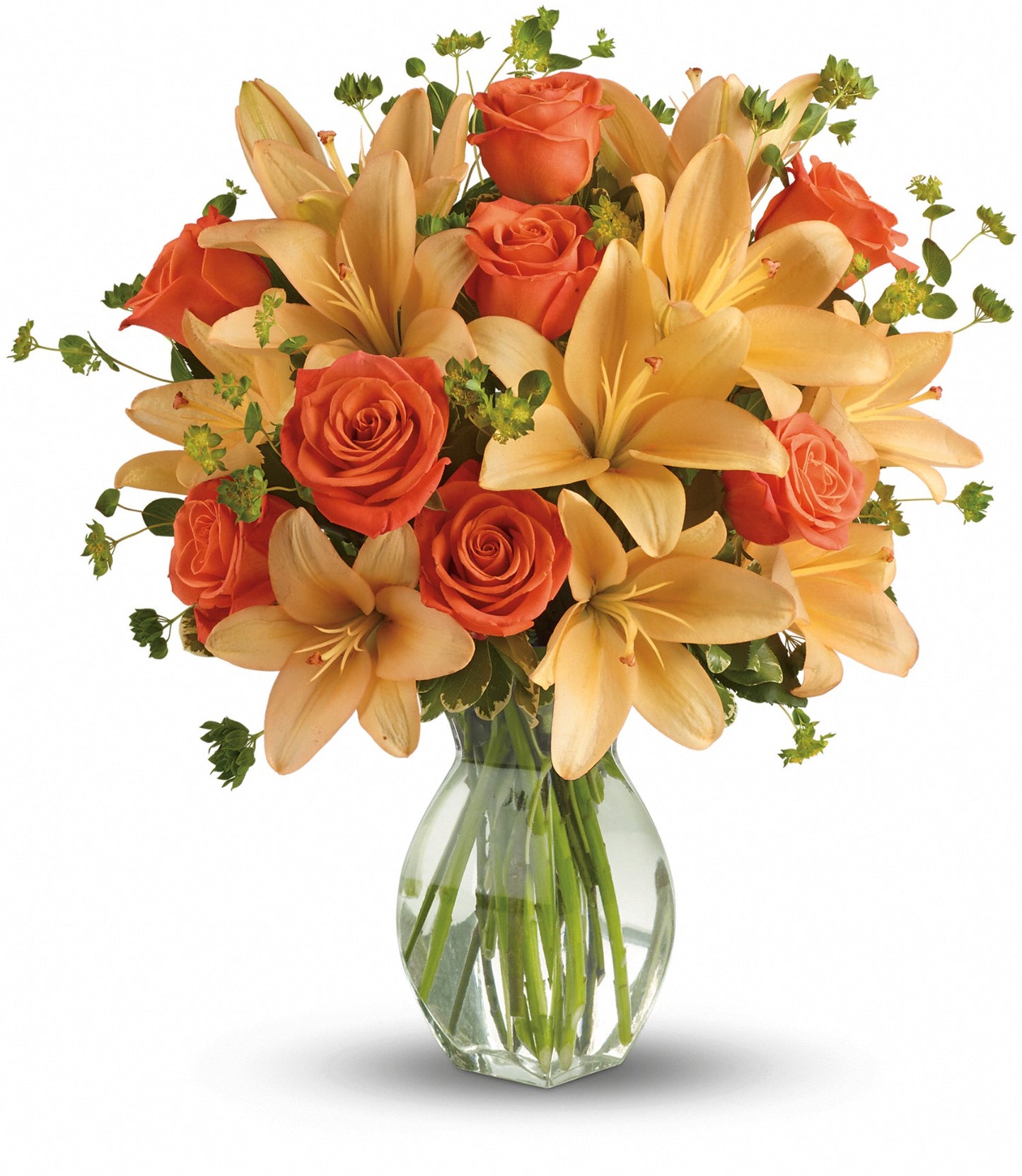 Fiery Lily And Rose Bouquet