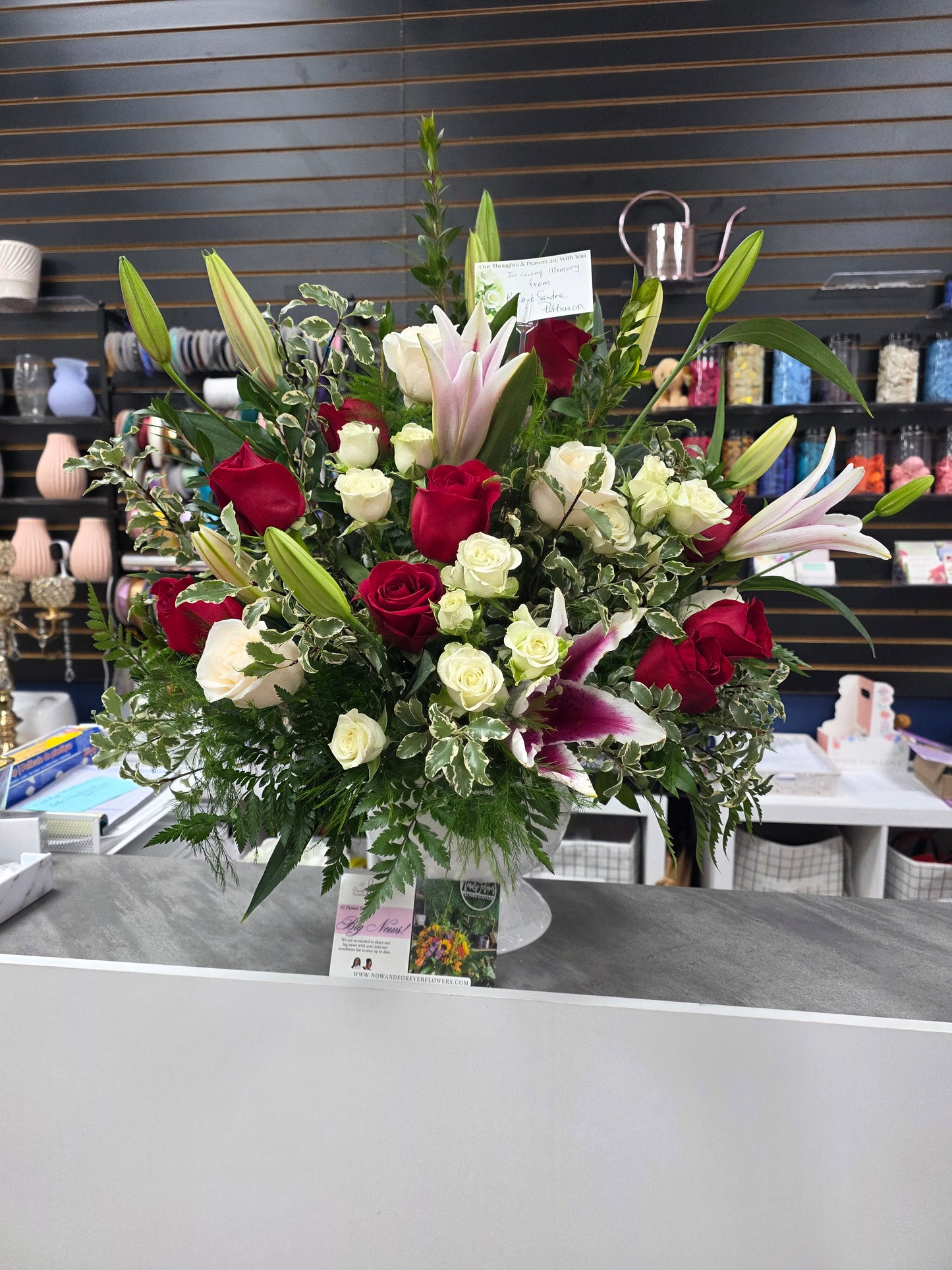 Beloved Rose and Lily Urn Arrangement