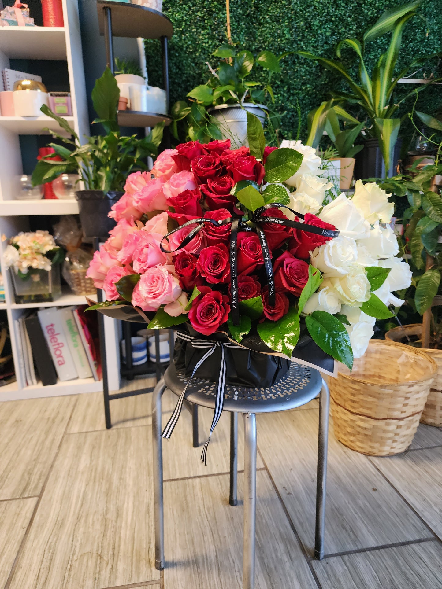 Shades of Love Vase-Less Bouquet Arrangement