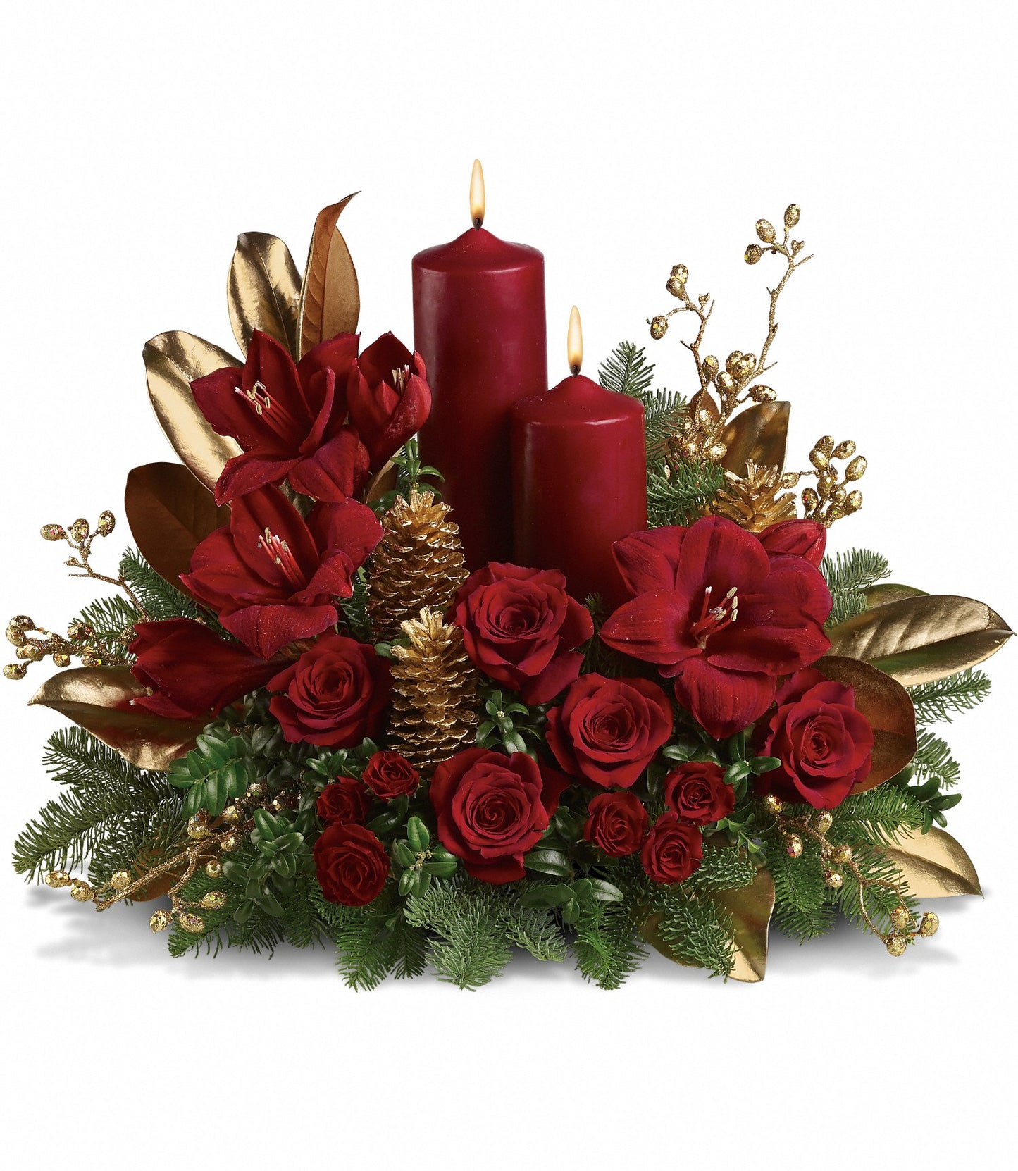 Candlelit Christmas Flower Arrangement