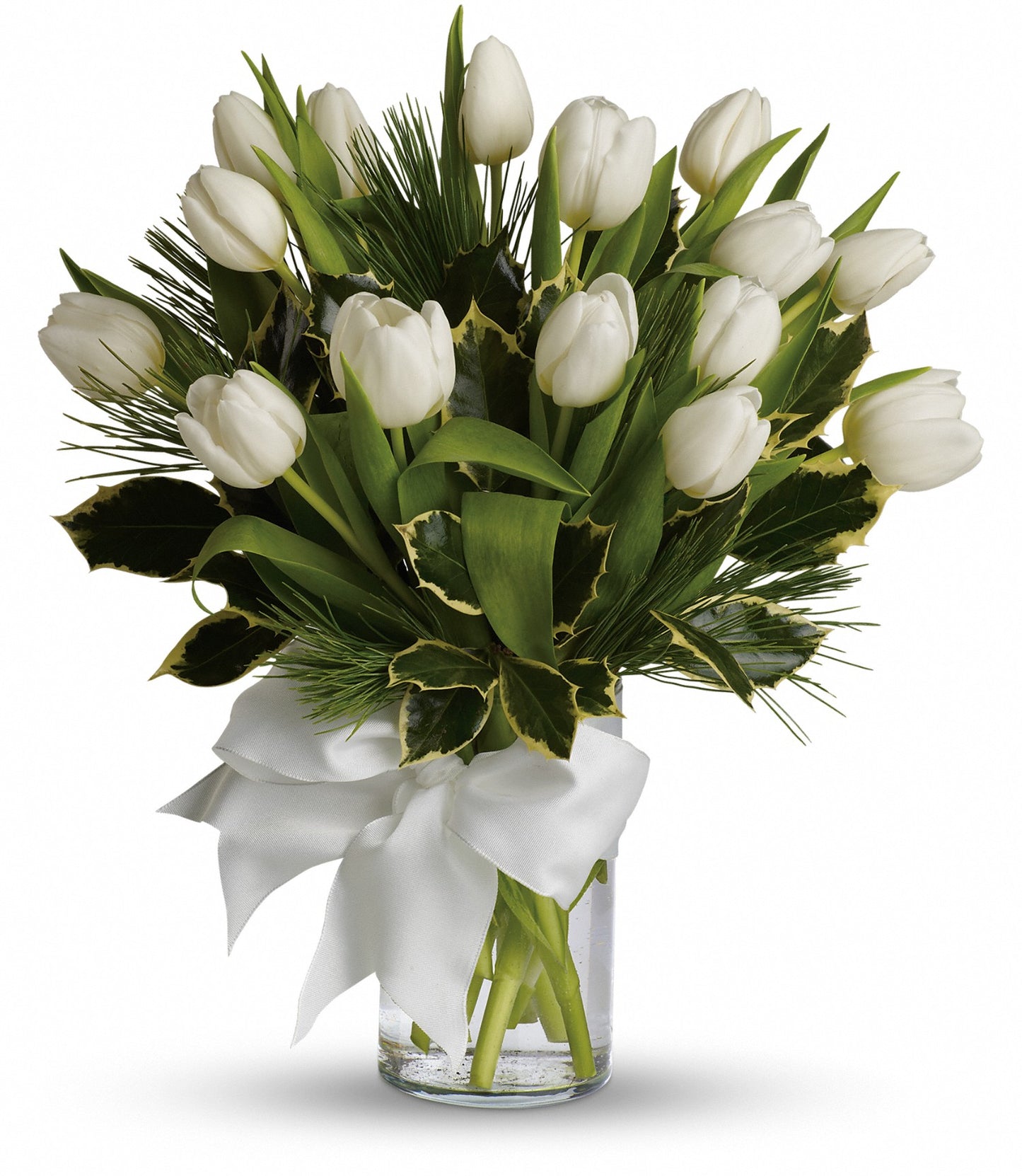 Tulips And Pine Bouquet