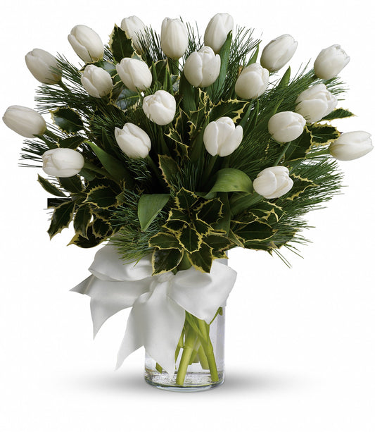 Tulips And Pine Bouquet